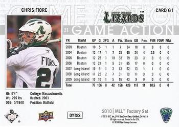 2010 Upper Deck Major League Lacrosse #61 Chris Fiore Back